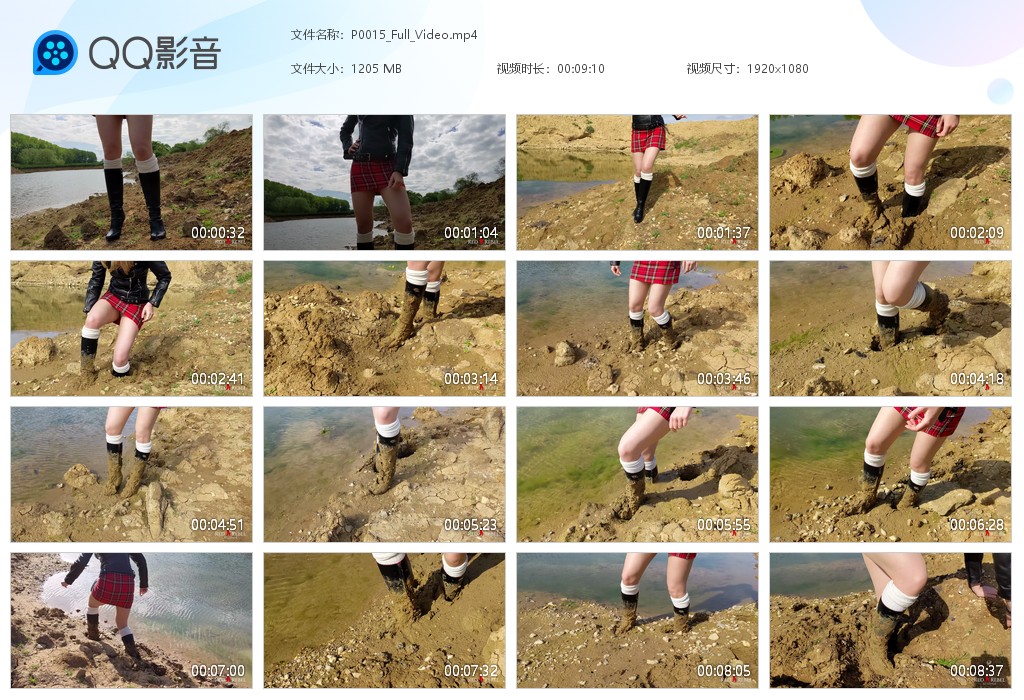 图片[1]-Redrebel P015 高跟皮靴红色格裙踩泥-湿身与脏乱