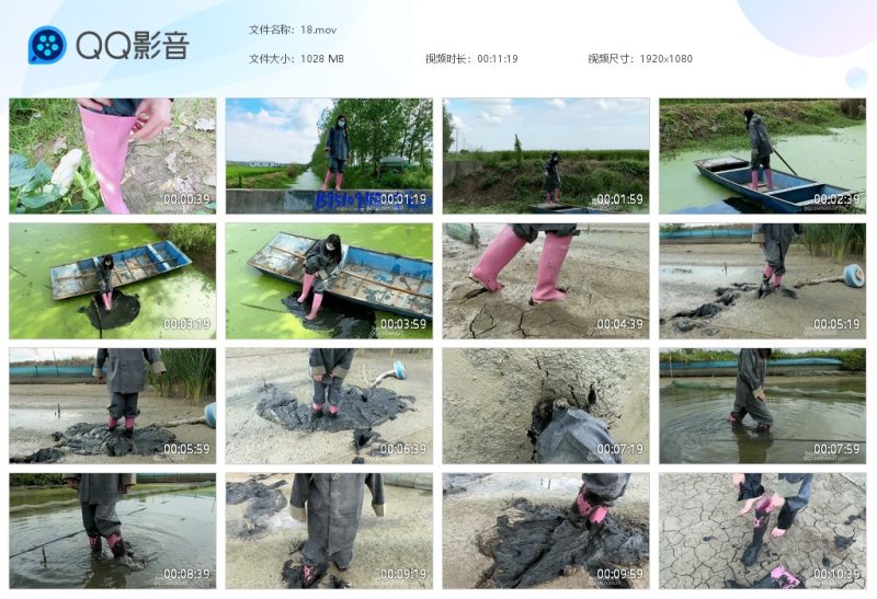 18 粉色雨靴雨衣踩泥-湿身与脏乱