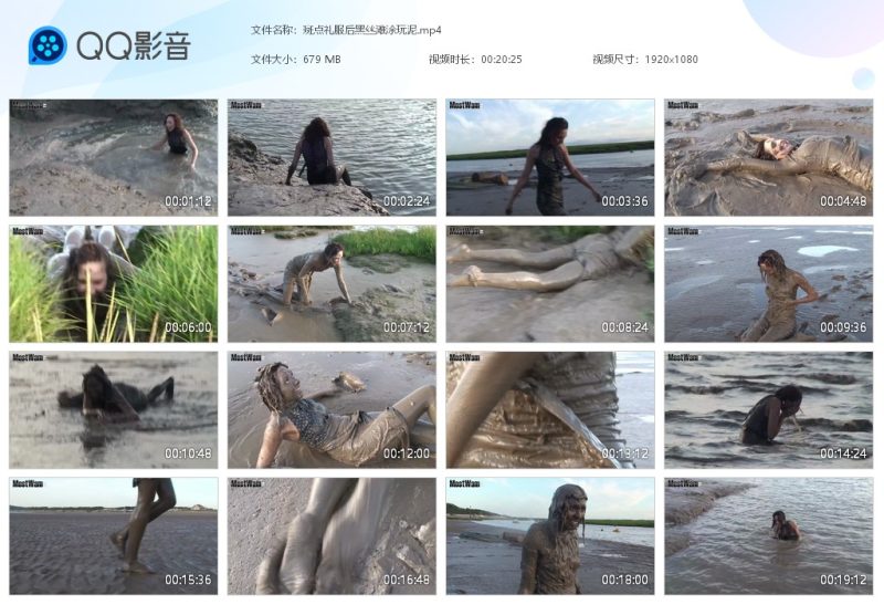 斑点礼服后黑丝滩涂玩泥-湿身与脏乱