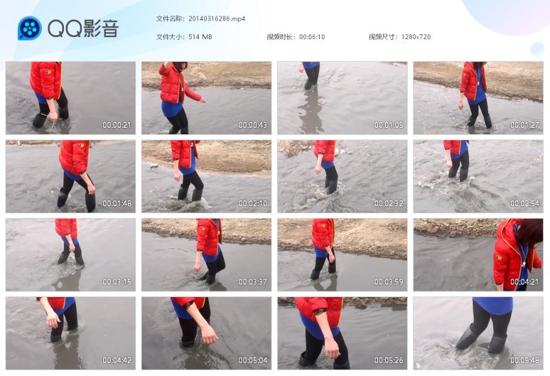 蓝色包臀裙黑雨靴（17个视频 总时长1小时）-湿身与脏乱