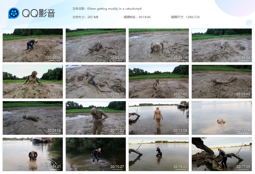 图片[1]-Eileen getting muddy in a catsuit-湿身与脏乱