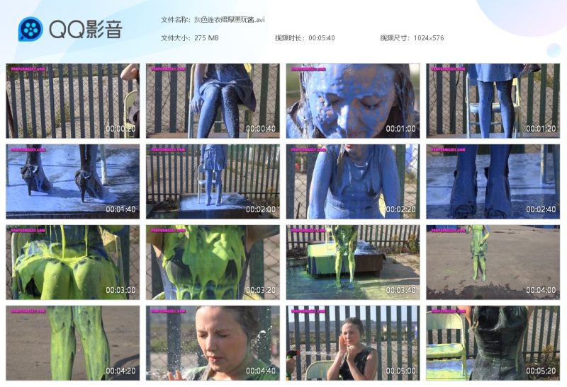 灰色连衣裙厚黑玩酱-湿身与脏乱